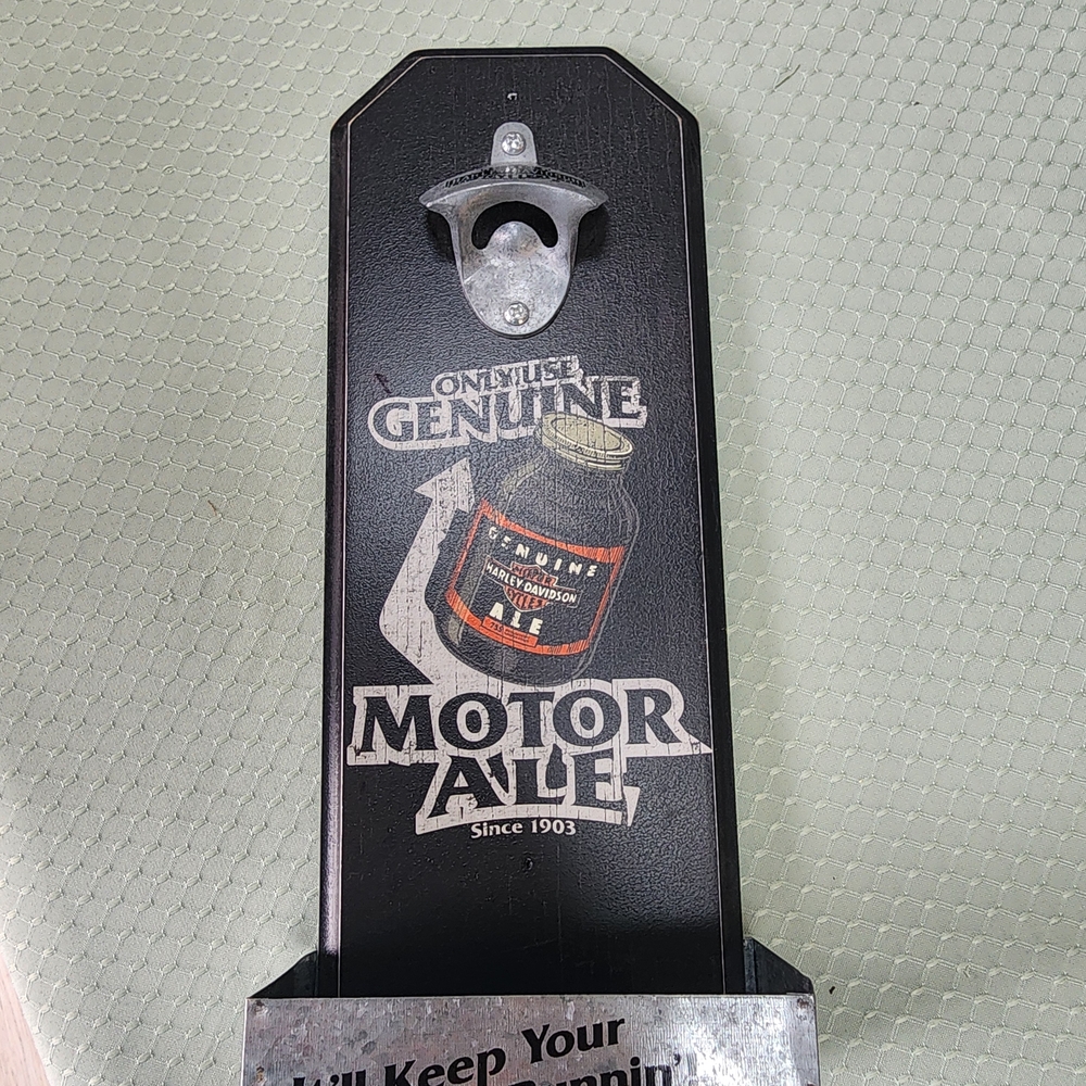Harley-Davidson Black and Silver Wall-Mounted Bottle Opener
